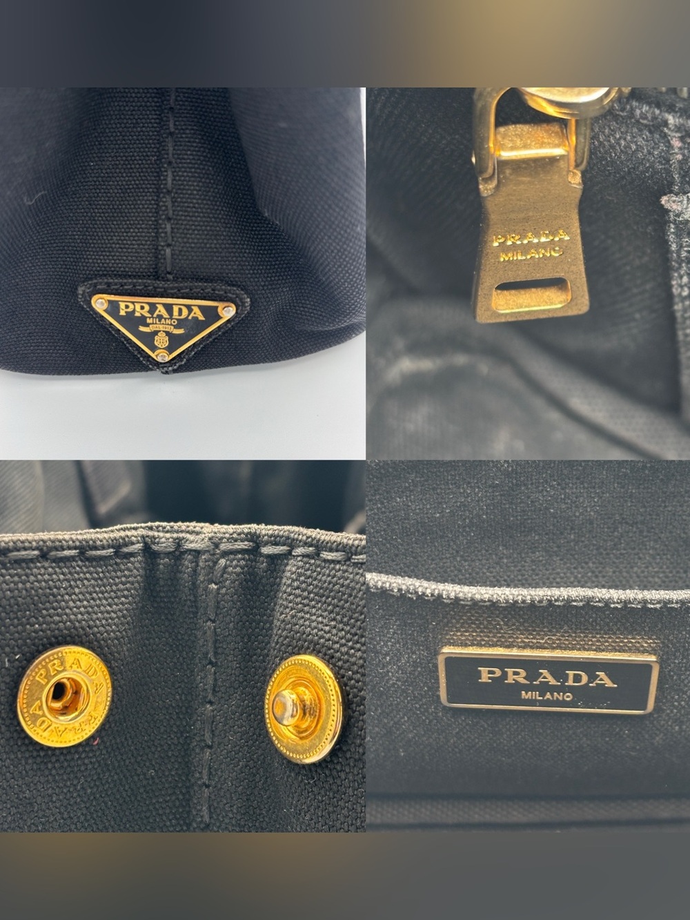 Prada Canapa Black Canvas Tote - Authentic - Picture 9 of 15